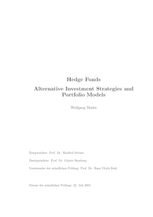 Hedge funds [Elektronische Ressource] : alternative investment strategies and portfolio models / Wolfgang Mader