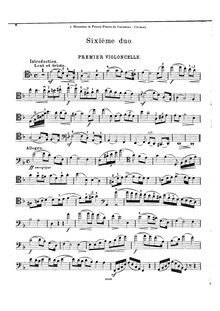 Partition violoncelle 1, 6 Grand Duos pour 2 violoncelles, Op.9 par Cornélis Liégeois