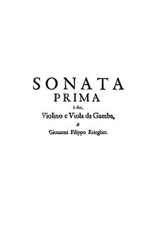 Partition Sonata No.1 en C major, 12 sonates pour violon, viole de gambe et Continuo par Johann Philipp Krieger