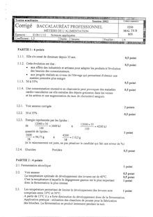 Corrige BACPRO METIERS ALIM Sciences appliquees 2002