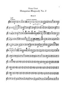 Partition cor 1, 2, 3, 4 (F), Hungarian Rhapsody No.2, Lento a capriccio