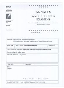 Composition 2006 Externe Officier de Corps Technique et Administratif des Affaires Maritimes