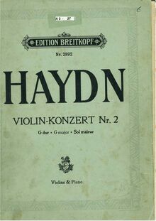 Partition de violon, violon Concerto en G major, Hob.VIIa:4