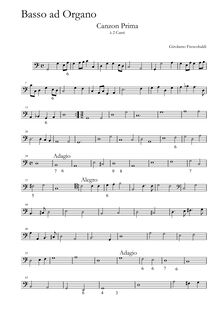 Partition Basso ad organo, Canzon Prima à 2 Canti, Frescobaldi, Girolamo