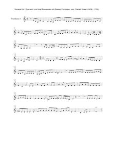 Partition Trombone 1, Sonata en A, A major, Speer, Georg Daniel