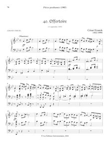 Partition 40. Offertoire, Pièces posthumes, Pièces posthumes pour harmonium ou orgue à pédales pour l office ordinaire.Posthumous Pieces.