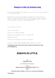 Essays in Little