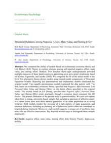 Structural relations among negative affect, mate value, and mating effort
