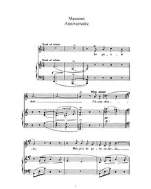 Partition complète (A minor: haut voix et piano), Anniversaire