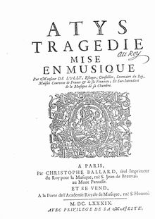Partition Prologue, Act I, Act II, Atys, LWV 53, Lully, Jean-Baptiste par Jean-Baptiste Lully