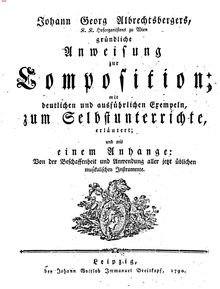 Partition Title, Contents,1.-, Kap., Gründliche Anweisung zur Composition