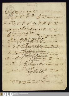 Partition complète, clarinette Concerto en G major, Concerto Clarinetto concertato, Violino primo, Violino secondo, Viola, Violoncello e Cembalo
