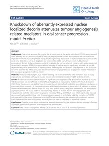Knockdown of aberrantly expressed nuclear localized decorin attenuates tumour angiogenesis related mediators in oral cancer progression model in vitro