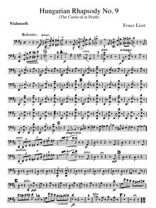 Partition violoncelles, Hungarian Rhapsody No.9, Pesther Carneval / Le carnaval de Pesth