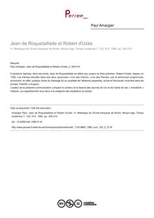 Jean de Roquetaillade et Robert d Uzès - article ; n°2 ; vol.102, pg 305-310