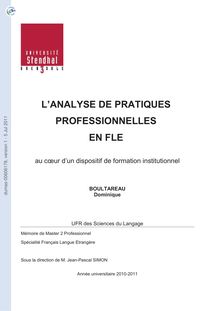 L ANALYSE DE PRATIQUES PROFESSIONNELLES
