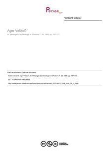 Ager Velisci? - article ; n°1 ; vol.26, pg 167-177