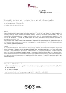 Les poignards et les coutelas dans les sépultures gallo-romaines du Limousin - article ; n°1 ; vol.45, pg 165-188