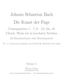 Partition de violoncelle, pour Art of pour Fugue, Die Kunst der Fuge par Johann Sebastian Bach