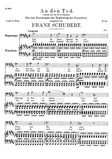 Partition complète, An den Tod, D.518, To Death, B major, Schubert, Franz