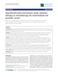 Hypofractionated stereotactic body radiation therapy as monotherapy for intermediate-risk prostate cancer