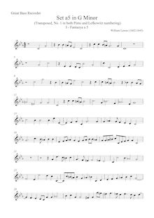 Partition Great basse , partie en aigu Clef, Set a 5 en G minor