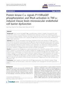 Protein kinase C-α signals P115RhoGEF phosphorylation and RhoA activation in TNF-α-induced mouse brain microvascular endothelial cell barrier dysfunction