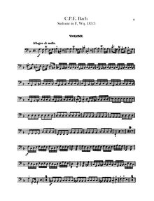 Partition Basses, Symphony No. 3, F Major, Bach, Carl Philipp Emanuel