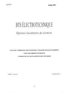 Gestion 2002 BTS Électrotechnique