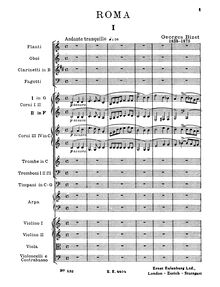 Partition Complete Orchestral Score, Souvenirs de Rome, Bizet, Georges