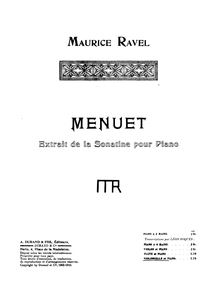Partition de piano, Sonatine, Sonatina, F♯ minor, Ravel, Maurice par Maurice Ravel