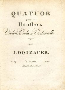 Partition parties complètes, quatuor pour hautbois et cordes, Dotzauer, Friedrich