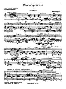 Partition violon 2, corde quatuor, Berg, Alban