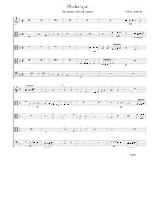 Partition Da questa pietra Amore - partition complète (Tr T T T B), madrigaux pour 5 voix