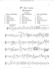 Partition de violon, Airs Variés, Bériot, Charles-Auguste de