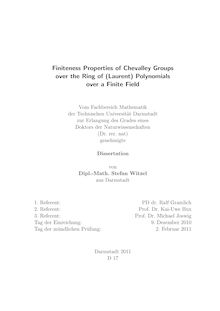 Finiteness properties of Chevalley groups over the ring of (Laurent) polynomials over a finite field [Elektronische Ressource] / von Stefan Witzel