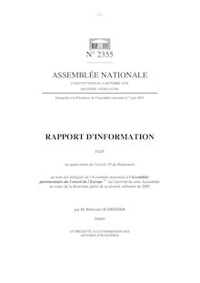 Rapport d information fait au nom des délégués de l Assemblée nationale à l Assemblée parlementaire du Conseil de l Europe sur l activité de cette assemblée au cours de la deuxième partie de sa session ordinaire de 2005
