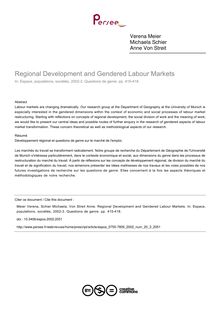 Regional Development and Gendered Labour Markets - article ; n°3 ; vol.20, pg 415-418