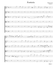 Partition Fantasia VdGS No.1 - partition complète (Tr Tr T T B B), fantaisies pour 6 violes de gambe par Simon Ives