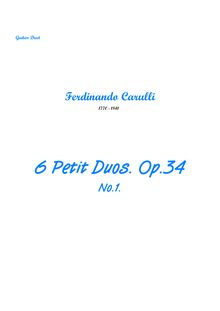 Partition Duo No.1 en D, 6 Petit Duos, Op.34, Carulli, Ferdinando