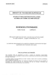 Btsrealout sciences physiques 2003