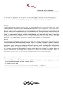 Suburbanization Problems in the USSR : the Case of Moscow  - article ; n°2 ; vol.9, pg 349-357