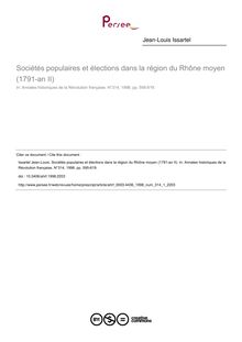 Sociétés populaires et élections dans la région du Rhône moyen (1791-an II) - article ; n°1 ; vol.314, pg 595-619