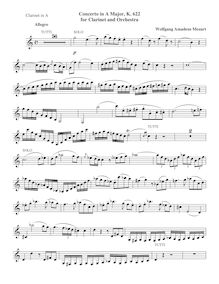 Partition clarinette solo (en A), clarinette Concerto, A major, Mozart, Wolfgang Amadeus
