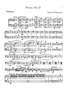 Partition violoncelles, Poème, Op.25, Chausson, Ernest