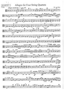 Partition quatuor III: viole de gambe, Allegro pour 4 corde quatuors