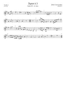 Partition Treble1 viole de gambe,  No.3 pour 3 violes de gambe, Carwarden, John par John Carwarden