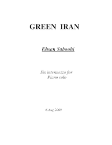 Partition complète, Green Iran, Six intermezzo for Piano solo, Saboohi, Ehsan