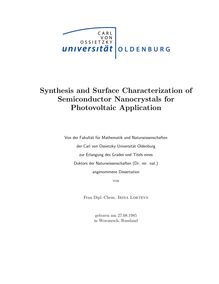 Synthesis and surface characterization of semiconductor nanocrystals for photovoltaic application [Elektronische Ressource] / von Irina Lokteva