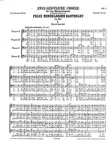 Partition complète, 2 sacré chœurs, Op.115, Zwei geistliche Choere für vier Männerstimmen, Op.115
